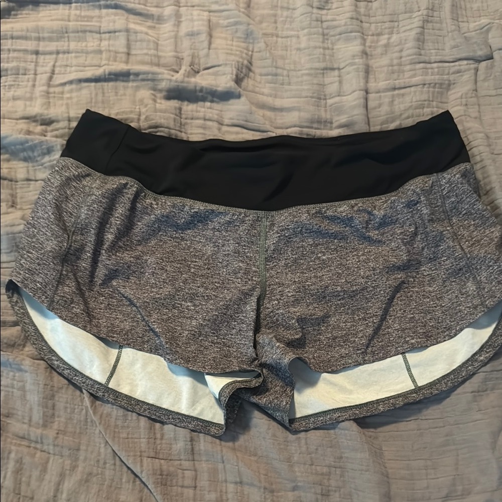Lululemon Athletica Gray and Black Athletic Shorts Moisture-Wicking Design